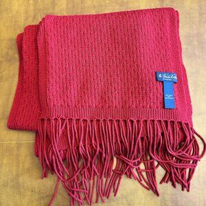 BROOKS BROTHERS DARK RED ALL MERINO WOOL SCARF OVERSIZED 96" X 14" KNIT UNISEX